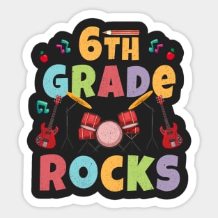 6th Grade Rocks 1st Day Of School Back to School Guitar Sticker